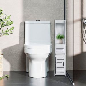 Armoire haute en PP jolie de rangement - Colonne scandinave de salle de bain - ERROLVES - Blanc - 15*15*80 CM