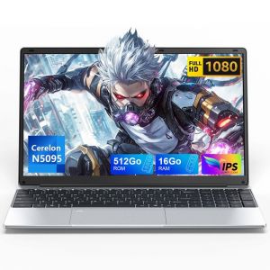 PC portable 156 -Intel Celeron N5095 (4C/4T jusqu&agrave; 29 GHz)-DDR4 16 GO  RAM + 512 GO SSD- Windows 11 Pro-Touch ID-Ordinateur