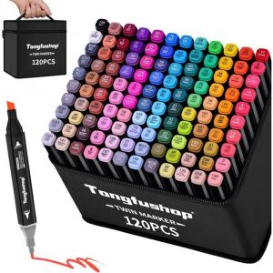 FLEUVE - Feutre Acrylique - 122 Couleurs Double Pointe Pochette et Espaceur &ndash; Marqueurs Permanents Pour Animation et Esquisse