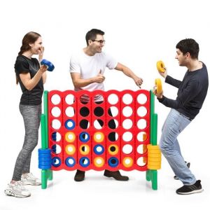 GIANTEX Jeu de Puissance 4 Géant avec 42 Anneaux Géants et Levier de Réinitialisation pour Enfants et Adultes Cadeau Ludique