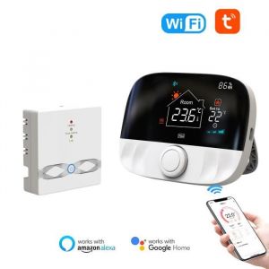 Thermostat intelligent WiFi sans fil r&eacute;gulateur de temp&eacute;rature programmable pour chauffage de pi&egrave;ce avec chaudi&egrave;re &agrave; gaz actionneur