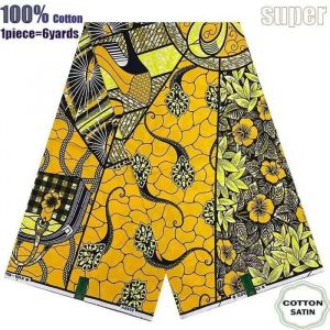 Tissu - Super Wax Fabrics - Hollandais - 6 Yards - Haute Qualité pour Robe de Mariage - Type 041