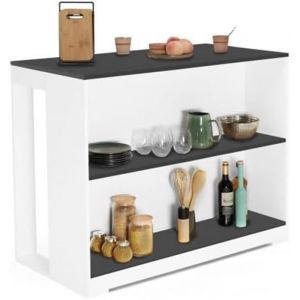 Table de Bar - Design - Îlot Bois Blanc - 113x60 cm - 90 cm de Hauteur - 2/3 Places
