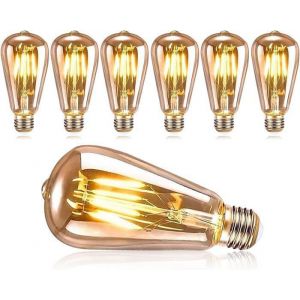 Ampoule r&eacute;tro Edison ampoule LED Edison E27 r&eacute;tro d&eacute;corative ST64 lampe 4 W r&eacute;tro nostalgique antique ampoule LED blanc chaud