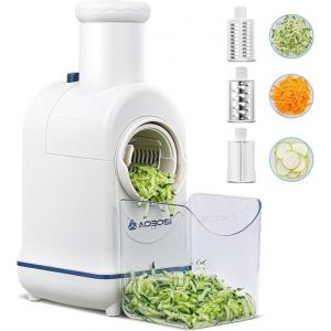 Coupe-légumes électrique 3-en-1 avec 3 lames et un moteur silencieux à couple élevé de 80W Râpe a Légumes Électrique avec une