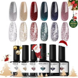 Vernis &Agrave; Ongles Semi Permanent Paillet&eacute;s Argent Rouge Vert6 Couleurs Soak Off Nail Design Gel Polish Nail Art Kit Manucure[V15]