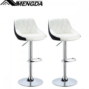 Lot de 2 chaises-MENGDA-PU Cuir tabouret de bar-Avec dossier-R&eacute;glage en hauteur-Style moderne-Blanc devant et noir derri&egrave;re