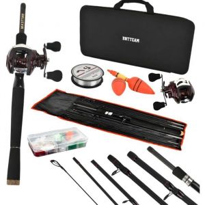 Baitcasting Canne &agrave; p&ecirc;che 2.1M Super Dur Fibre de Carbone poign&eacute;e EVA Portable l&eacute;ger 6 Sections Canne articul&eacute;e pour Voyage Surf84