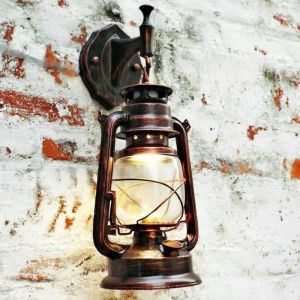 Applique Murale Vintage Classique en Fer Forgé - Lampe Murale Exterieur Lumières Nuit - Rouge Rétro