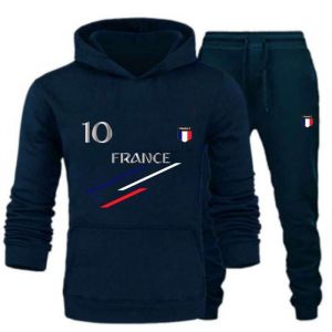 Jogging Homme France Bleu Marine - 2 Étoiles et Écusson - Taille Élastiquée - Polyester/Coton - Fitness