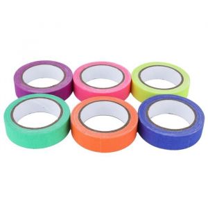 OMABETA Ruban fluorescent 6pcs Ruban Adh&eacute;sif Ruban en Tissu de Coton UV Fluorescent 6 Couleurs Accessoire de bricolage bande