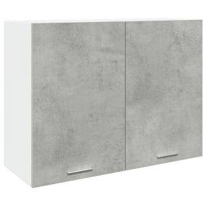 (99272)Armoire suspendue/Mural/Elément haut - Lyon Gris béton 80x31x60 cm Aggloméré - Commode Rangement Cuisine FR