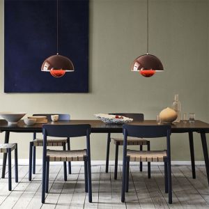 WOTTES Lustre Suspension Luminaire Moderne Style Scandinave 23*16CM Conception Lustre Pod E27 M&eacute;tal Rouge 2pcs pour Cuisine