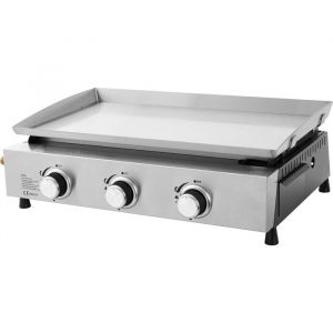 Plancha &agrave; gaz - Cookingbox - Faro - 3 br&ucirc;leurs - Surface de cuisson : 61 x 35 cm - Cuve en acier - Acier inoxydable