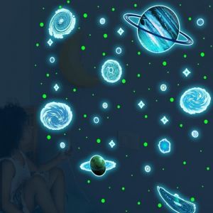 Stickers Muraux Lumineux Peter Pan Autocollant Fluorescent Conte de Fées Étoile Décoration Murale Chambre Bébé Fille Pépinière Enfa