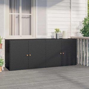 RemiseCommode à tiroirs/Buffet - JMS - Armoire de rangement jardin Noir 198x555x80 cm Résine tressée MAISON2025 43538