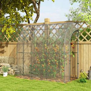 Serre de jardin adoss&eacute;e serre de balcon b&acirc;che renforc&eacute;e PVC 2 portes enroulables 214 x 118 x 212 cm transparent