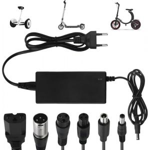HAOPYOU Chargeur Trotinette Electrique 42V 2A Chargeur Hoverboard avec 6 Connecteurs36V Chargeur Universel Batterie de Tro CHARGEUR
