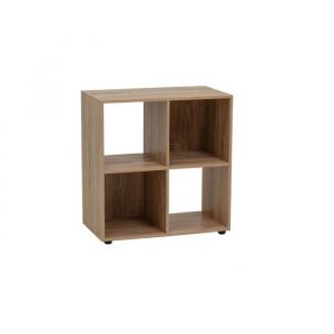 &Eacute;tag&egrave;re cube meuble de rangement de 4 cases coloris effet bois marron - Longueur 60 X Profondeur 30 X Hauteur 62 cm