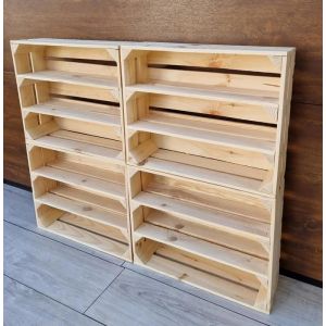 Caisse bois - PYXIDAS - étagère Longues - 50x40x15 cm- Lot de 4 - Naturel