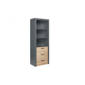 Armoire de rangement - INTERLINK - Corva - 3 tiroirs - Gris anthracite - Aspect bois