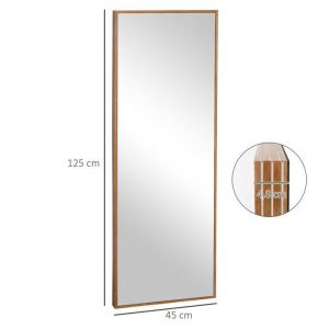 Miroir int&eacute;gral miroir mural 125x45cm avec cadre en bois naturel pour vestiaire couloir ou chambre &agrave; coucher