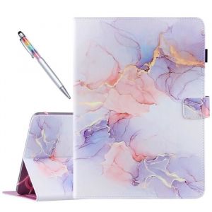 Coque 10 Pouces Tablette Universal Flip Housse Pochette avec stylet Etui de Protection pour Samsung/ASUS/Lenovo etc Marbre Jaune