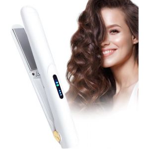 Mini Lisseur Cheveux Sans Fil2 in 1 Fer à lisser et Boucler Rechargeable par USB avec 3 Température RéglablesMini Lisseur de