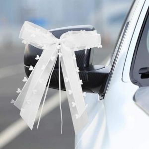 30 Pièces Noeud Voiture Mariage Blanc Décoration de Voiture de Mariage De Mariage Nœuds pour Satin Ruban Voiture Mariage