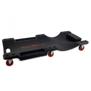 Chariot de visite Kraft M&uuml;ller M&eacute;canicien Garagiste Planche de travail pour vidange v&eacute;hicule 6 roulettes pivotantes Noir