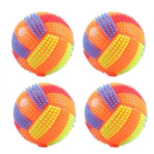 Lot de 4 balles couinantes lumineuses pour chien jouets à mâcher à picots pour chiot balle dactivation sautante pour petit Label