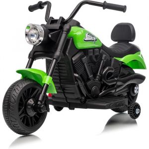 Moto &eacute;lectrique enfant 6V avec roulettes stabilisatrices LED & musique &ndash; 3 km/h &ndash; d&egrave;s 18 mois &ndash; Charge max 25 kgvert
