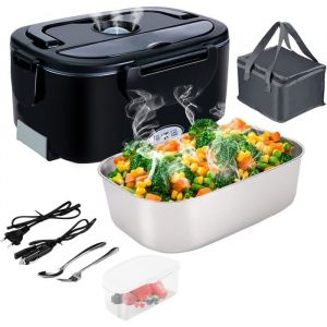 Lunch Box Chauffante &Eacute;lectrique 4 En 1 12V/24V/220V~240V 1.5L 60W Acier Inox Chauffage Rapide Gamelle Bo&icirc;te Repas Amovible[Z17]