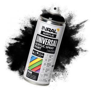 Peinture acrylique a&eacute;rosol INRAL RAL9005 noir profond mat &ndash; s&eacute;chage rapide protection durable int&eacute;rieur/ext&eacute;rieur &ndash; 400 ml