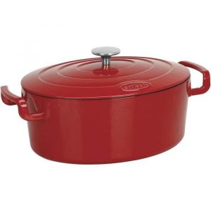 Sitram COCOTTE Sitrabella ovale en fonte &eacute;maill&eacute;e grande capacit&eacute; 65 litres - Ext&eacute;rieur rouge et int&eacute;rieur blanc - toutes source