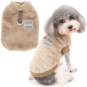 Manteau dhiver pour petits chiens - VETOBIOL - Polaire pelucheux - Anneau en D pour harnais - Marron - Taille S