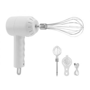 Mixeur &eacute;lectrique sans fil 3 vitesses 20 W avec batteur &agrave; &oelig;ufs blanc