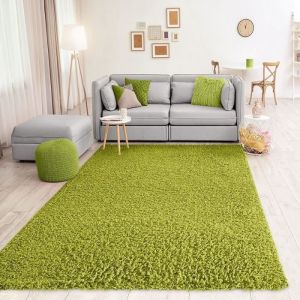 Prime Tapis Shaggy Couleur Shaggy Poils Tapis Moderne Pour Salon Chambre Dimensions: 150 Cm Carré - Vert 40X60 Cm[u9888]