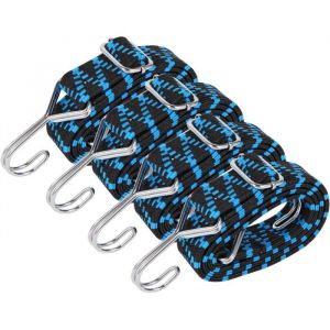Tendeurs Elastique avec CrochetsPack de 4 Tendeur Elastique R&eacute;glables Sandow Elastique 1M Tendeur Plat Bleu