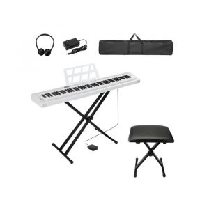 ENSEMBLE DE PIANO - LALAHO - 88 touches piano avec support banc casque Sac 420D pour les amateurs de piano blanc + noir