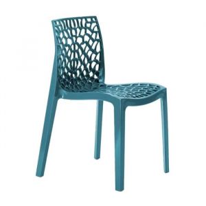 Chaise Polypropyl&egrave;ne Design Nid dAbeille de Jardin Bistrot Gruvyer Grand Soleil - Turquoise