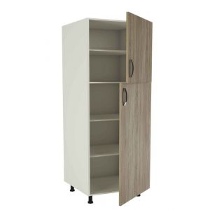 Meuble colonne de cuisine 2 portes coloris chêne cortez - Hauteur 200 x Longueur 60 x profondeur 58 cm