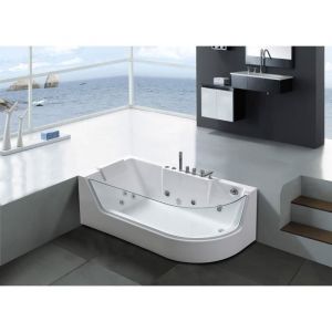 Baignoire balnéo hydromassante - Venice - 170 x 80 cm - Verre panoramique - Blanc