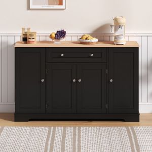 Buffet bas Buffet de salon avec 4 portes et 1 tiroir Réglables étagères 138x40x85 cm Panneaux de particules Buffet de