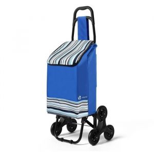 VOUNOT Chariot de courses pliable monte escalier bleuVOUNOT® Chariot de courses 2 en 1 pliable - caddie et diable - 6 roues monte es