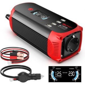 Convertisseur - BELTTT - 500W/1000W - 12V &agrave; 220V - 4 Ports USB - Affichage LCD