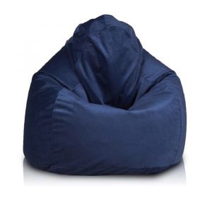 Fuzzy pouf fauteuil microfibre poire adulte fauteuil relax salon billes polystyrène 80x110 cm bleu Ecopuf