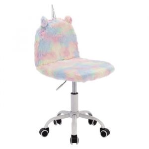 Wahson Chaise de Bureau pour Enfant Chaise pour Fille avec roulettes Chaise de Bureau Licorne Pivotante pour Chambre Multicolore