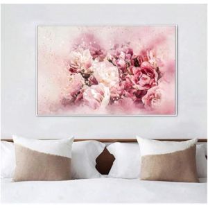 Tableau Rose Pivoine Aquarelle Fleurs Moderne AbstraitAffiche Toile Tableau SalonDeco MaisonSans Cadre 70X105CM