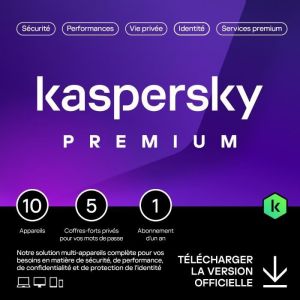 Antivirus - Kaspersky Premium - Activable sur 10 appareils - Abonnement 1 An - Version T&eacute;l&eacute;chargement